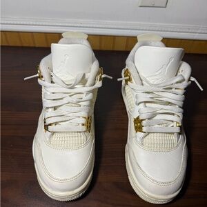 Jordan 4 metallic gold and white